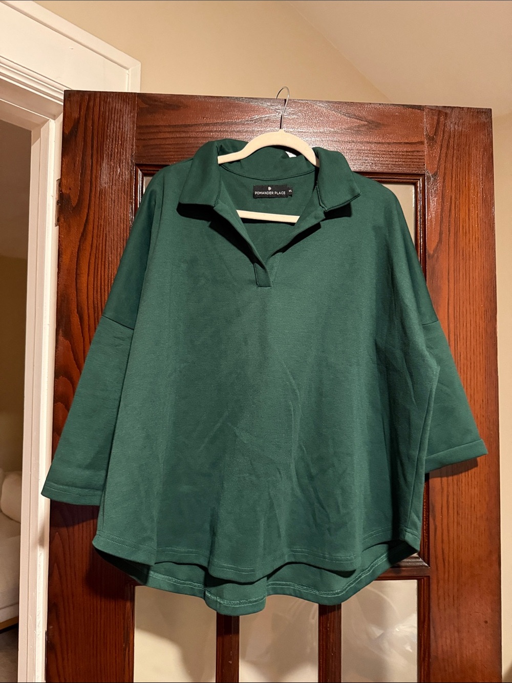 Pomander Place Dark Green Collared v-Neck Sweater/sweatshirt